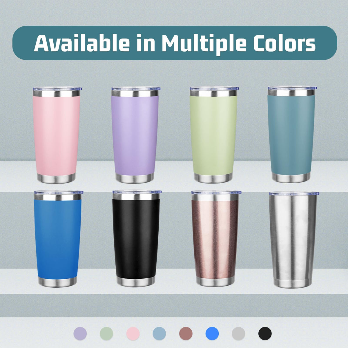 20 oz Stainless Steel Insulated Tumbler with Lids and Straws I904588