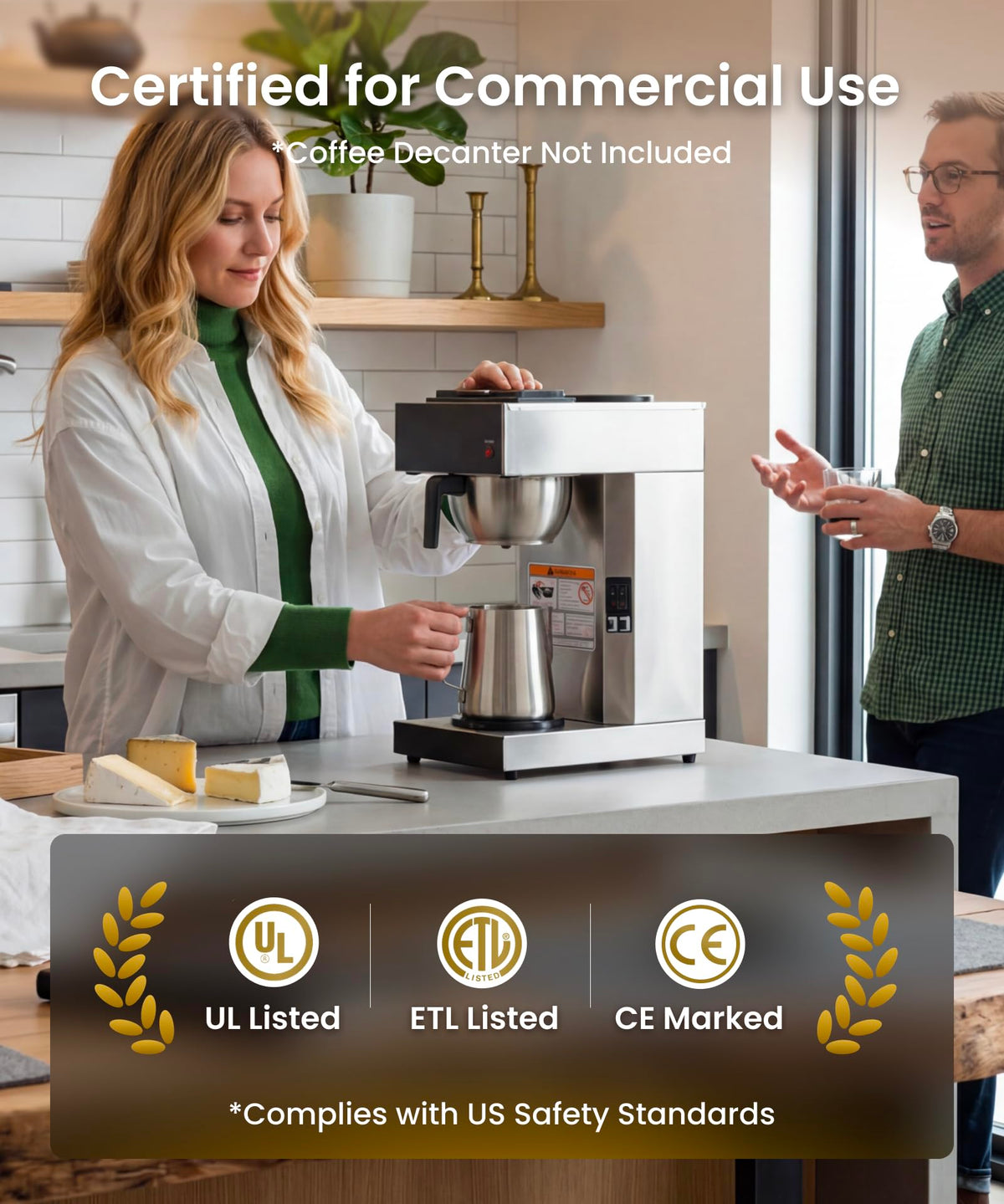Commercial Pour Over Coffee Maker with 2 Warmers Y1030
