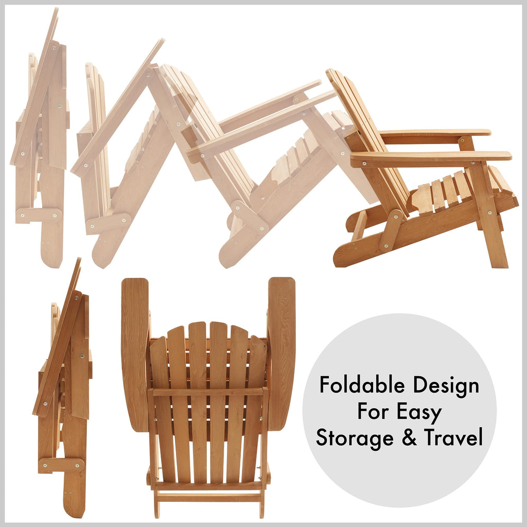Oversized Folding Adirondack Chair Set of 2 Cedar Wood Z800383