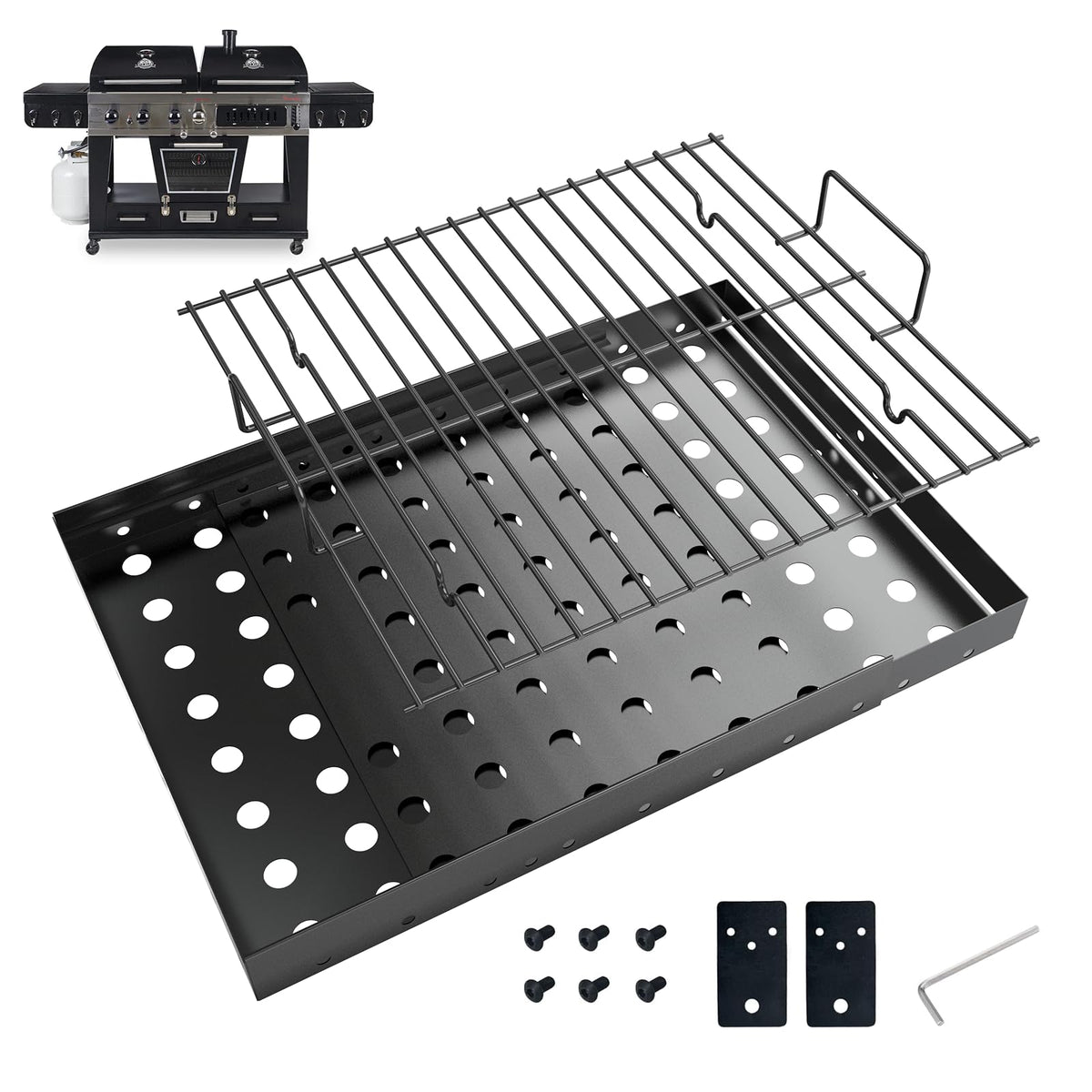 Adjustable Charcoal Grill Basket Ash Pan Z72373