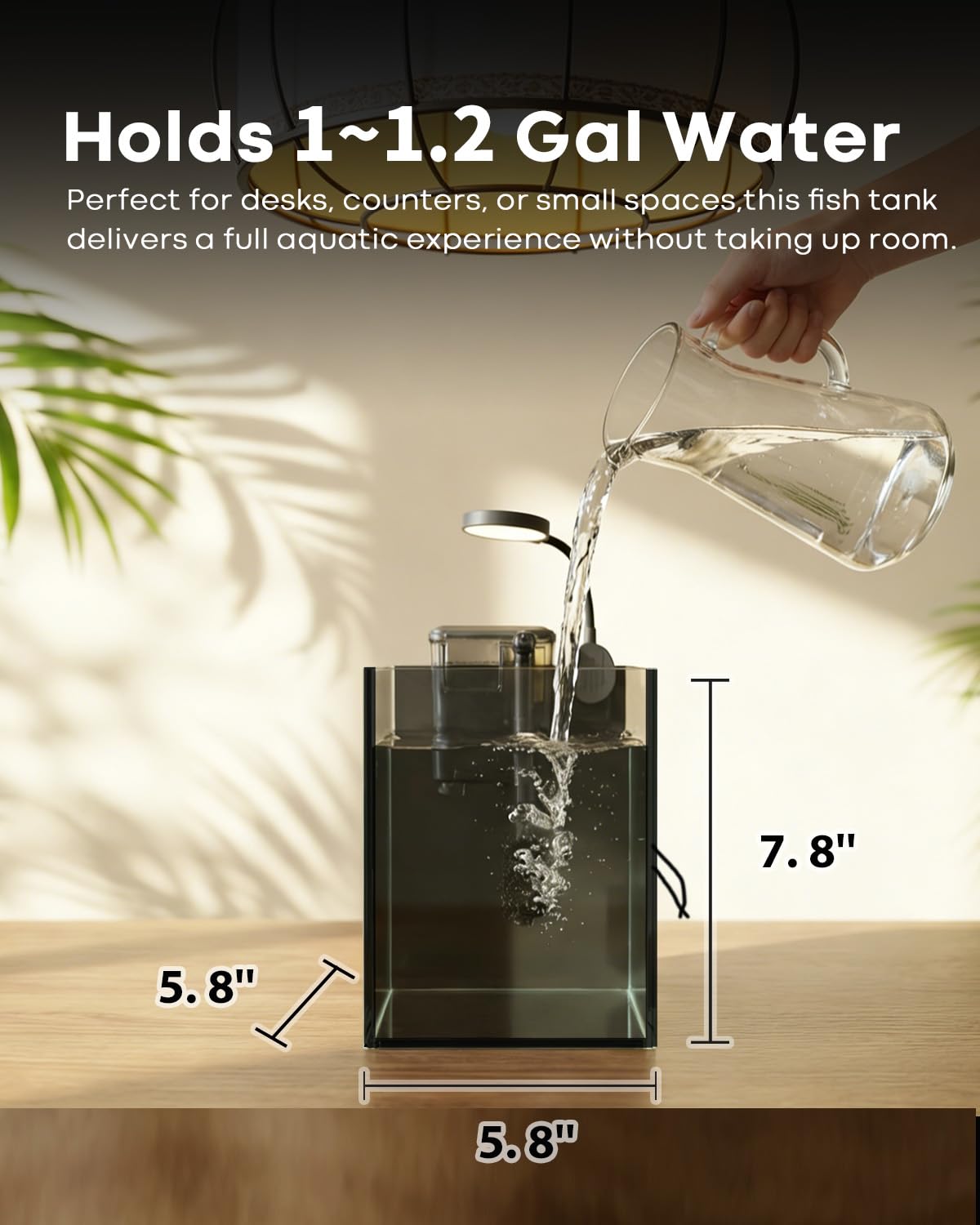 Glass 1.25 Gallon Aquarium Set with Filter LED Light D126