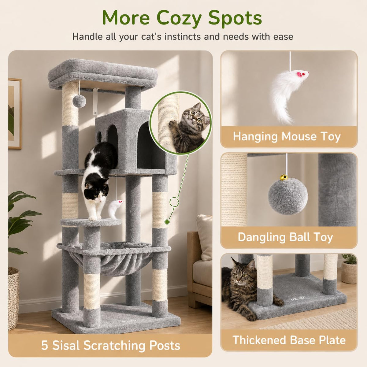 Cat Tree Tower with Scratching Post D3665