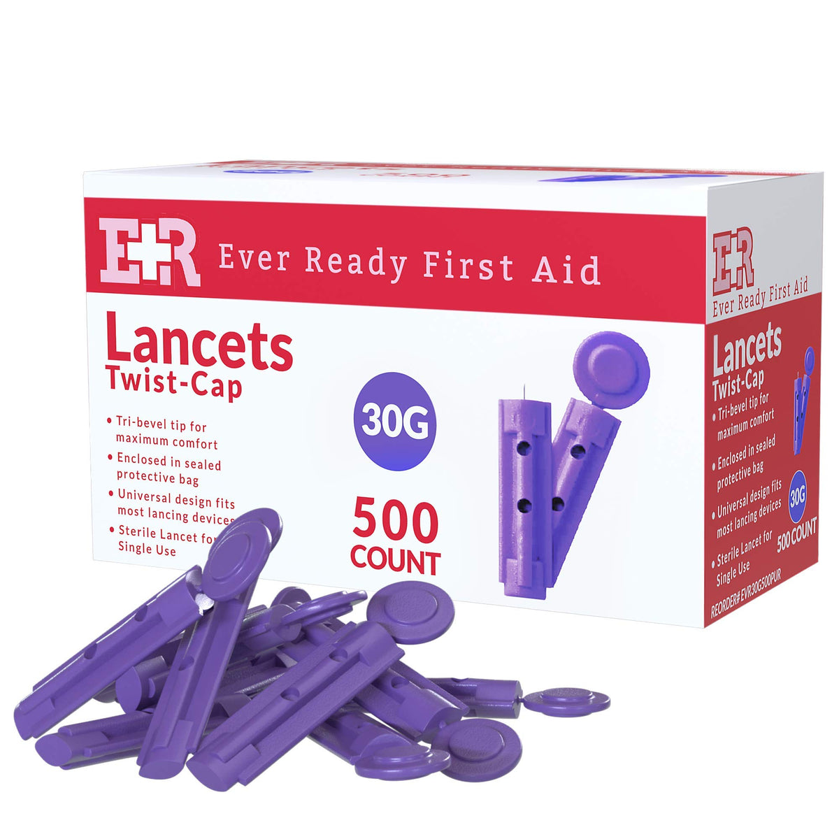 Sterile Twist-Cap Lancets 30G Purple 500 Count A258