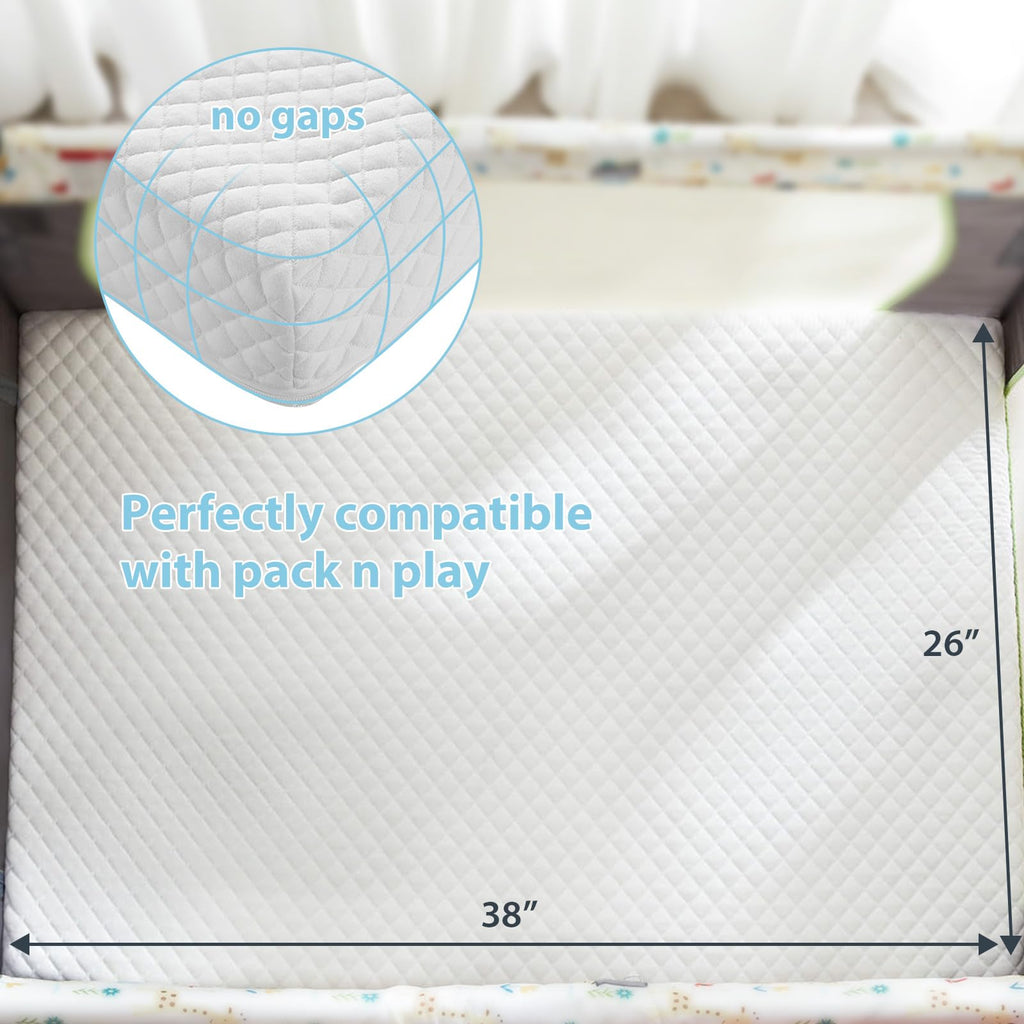 3" Waterproof Memory Foam Pack and Play Mattress White N59185