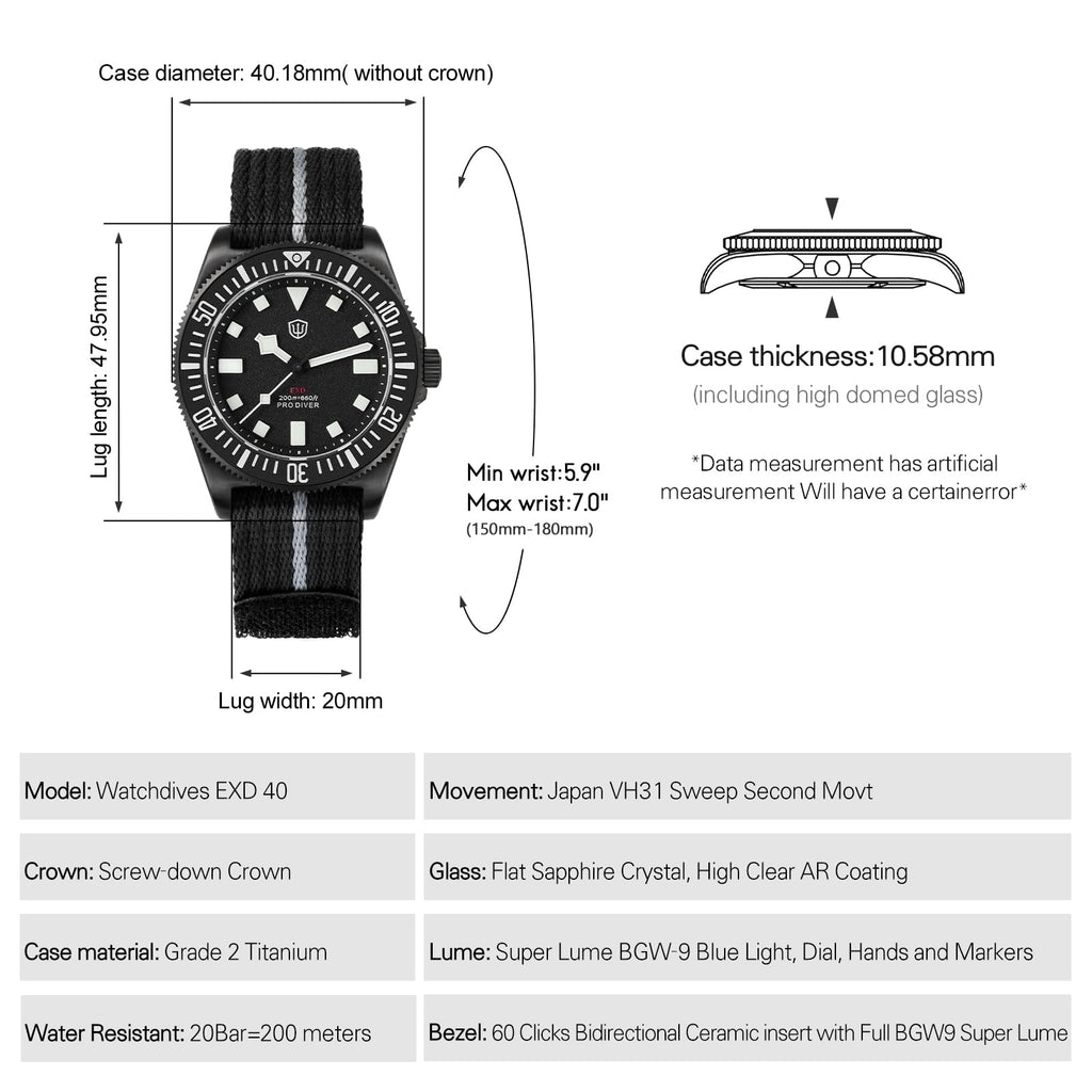 40mm Titanium Dive Watch T601055
