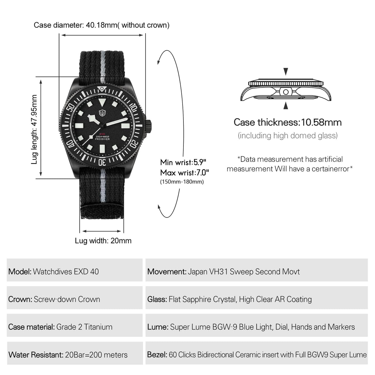 40mm Titanium Dive Watch T601055