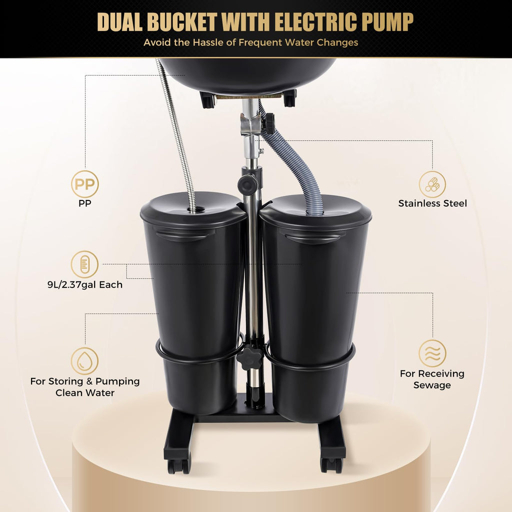 Portable Shampoo Basin Adjustable with Electric Pump D962367