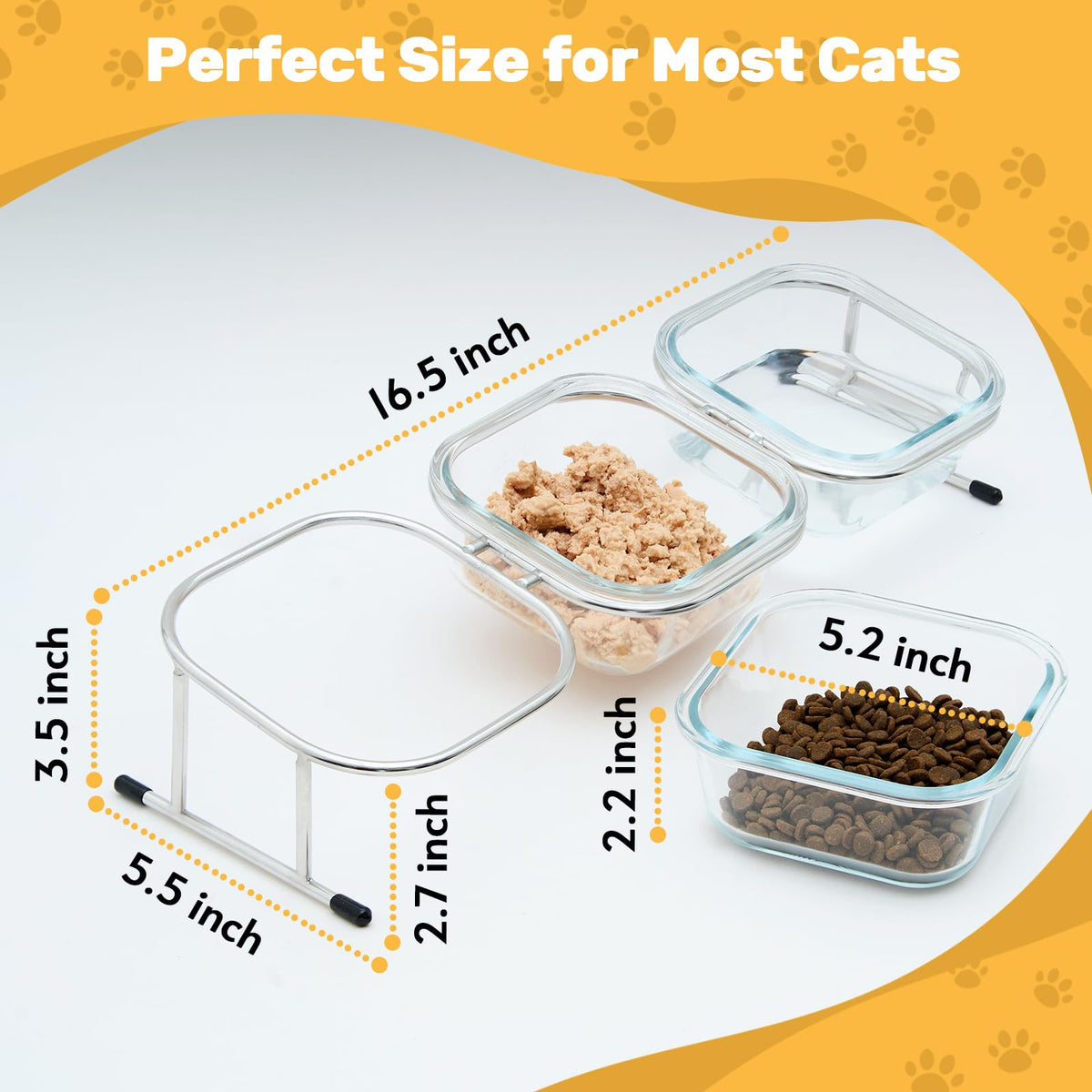 15° Tilted Glass Raised Cat Bowls Q7359