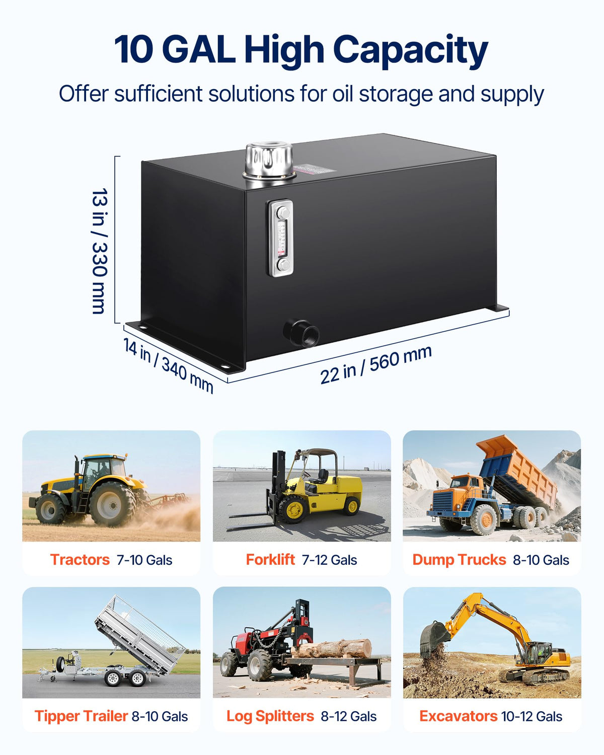10 Gal Steel Hydraulic Fluid Tank C42756