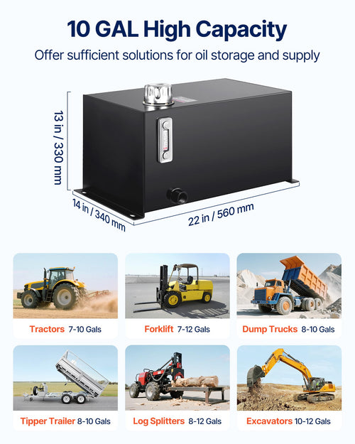 10 Gal Steel Hydraulic Fluid Tank C42756