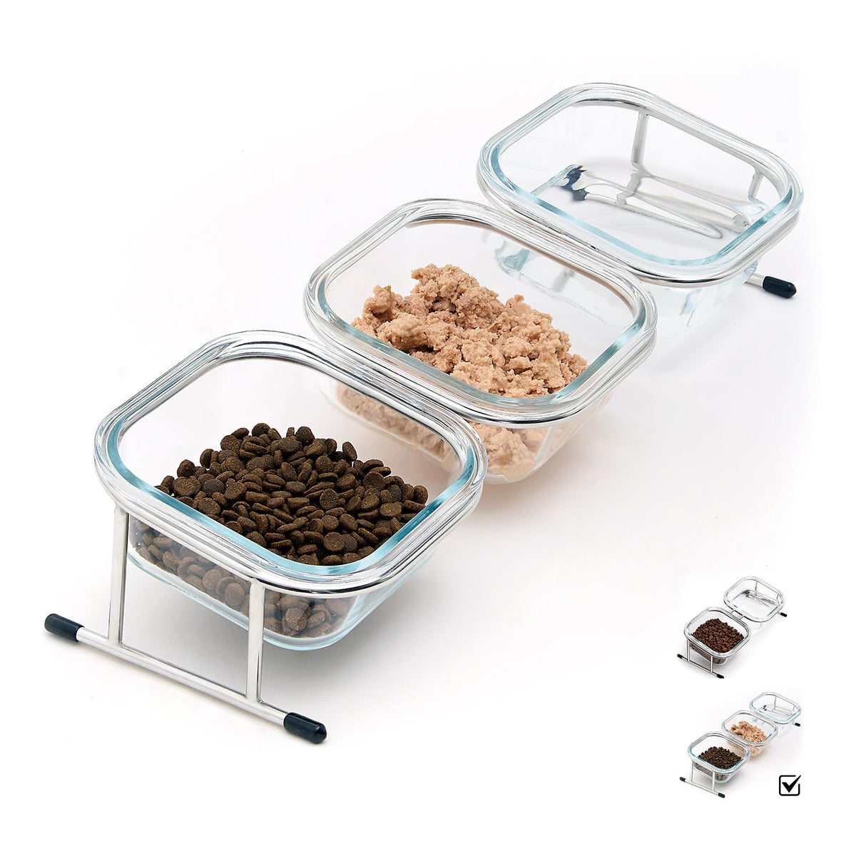 15° Tilted Glass Raised Cat Bowls Q7359