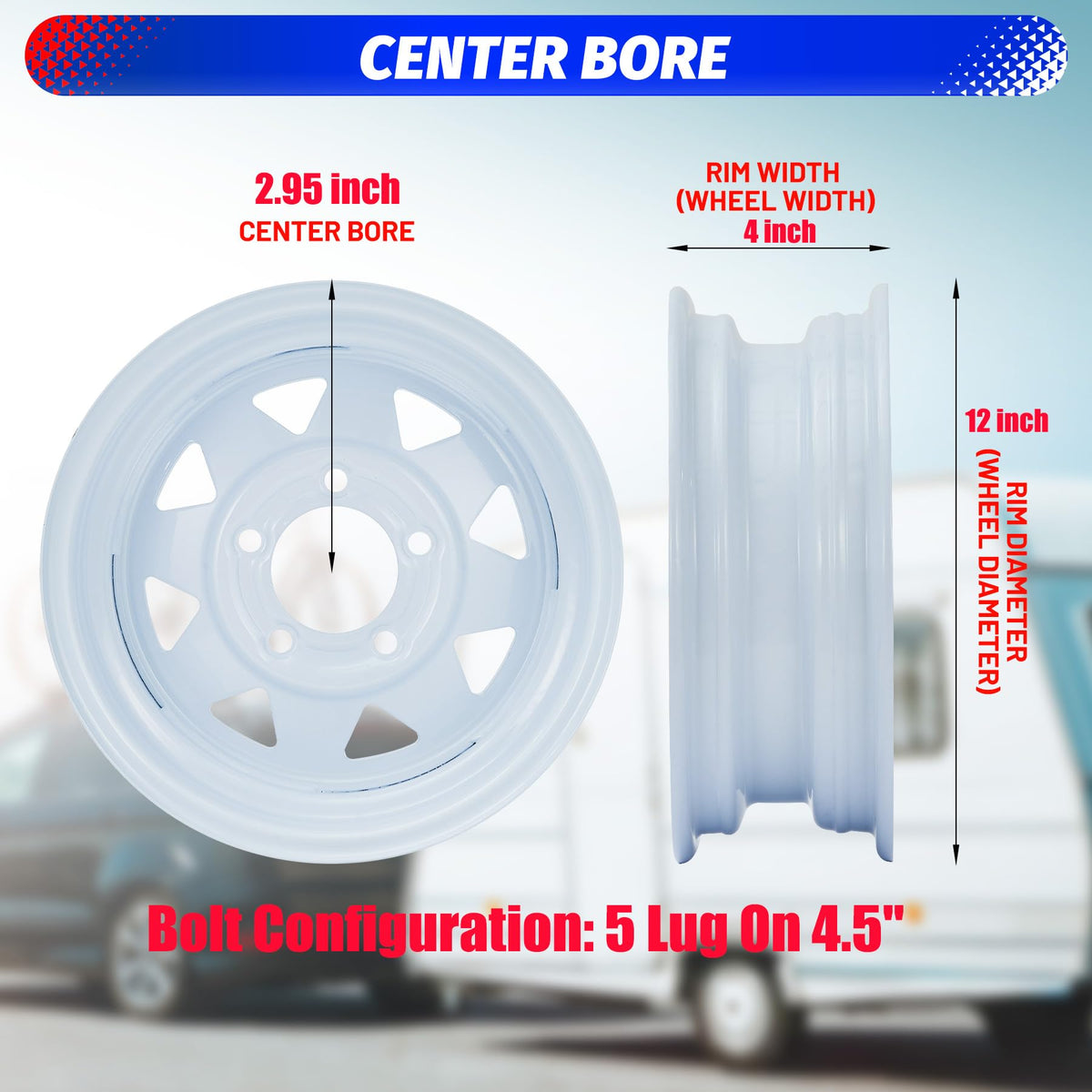 2 Pack 4.80-12 Trailer Tires with 12 inch Rims G299