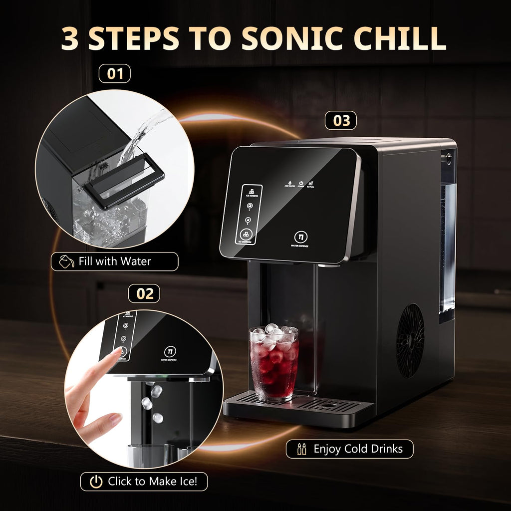 2-in-1 Countertop Ice Maker Machine with Water Dispenser, Black G4672