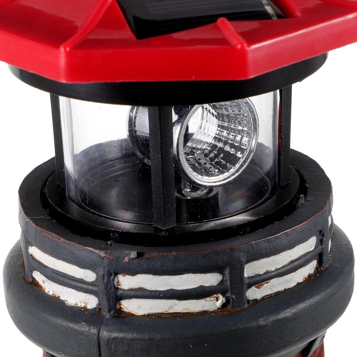 Solar Garden Lighthouse Statue, Waterproof Resin Outdoor Decor Light, 14.76 Inch Red Finish R837776