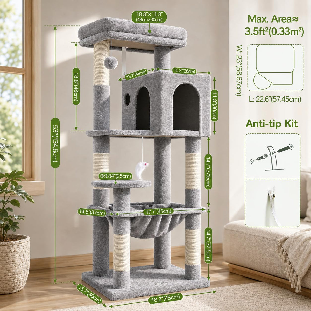 Cat Tree Tower with Scratching Post D3665