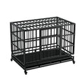 48" Metal Dog Crate with Tray & Wheels C41033
