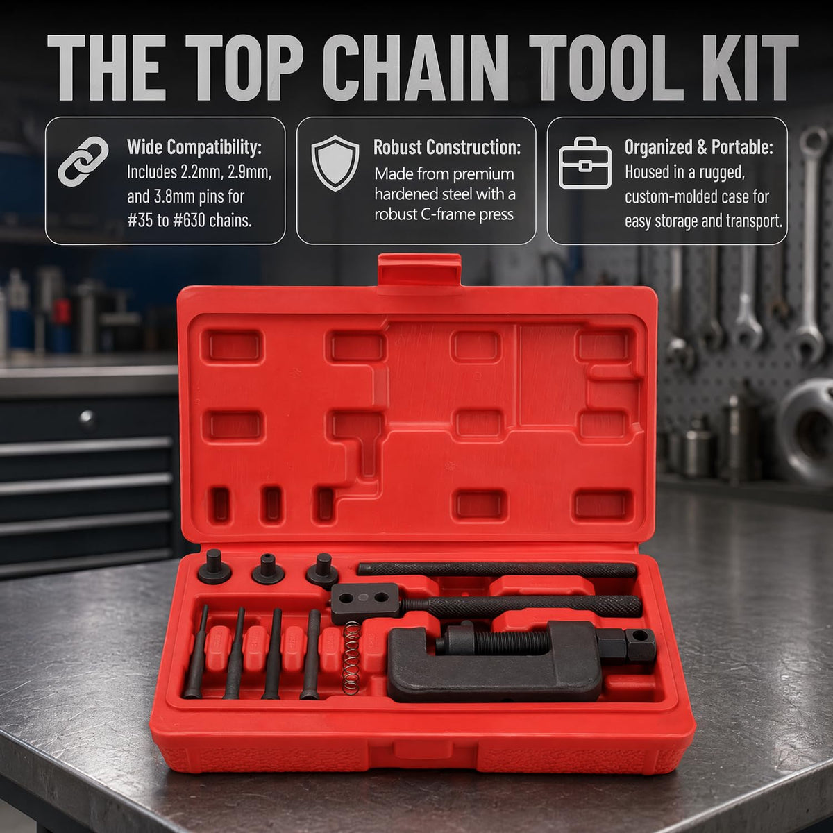 13 Pc Motorcycle Chain Breaker Rivet Tool Kit C495