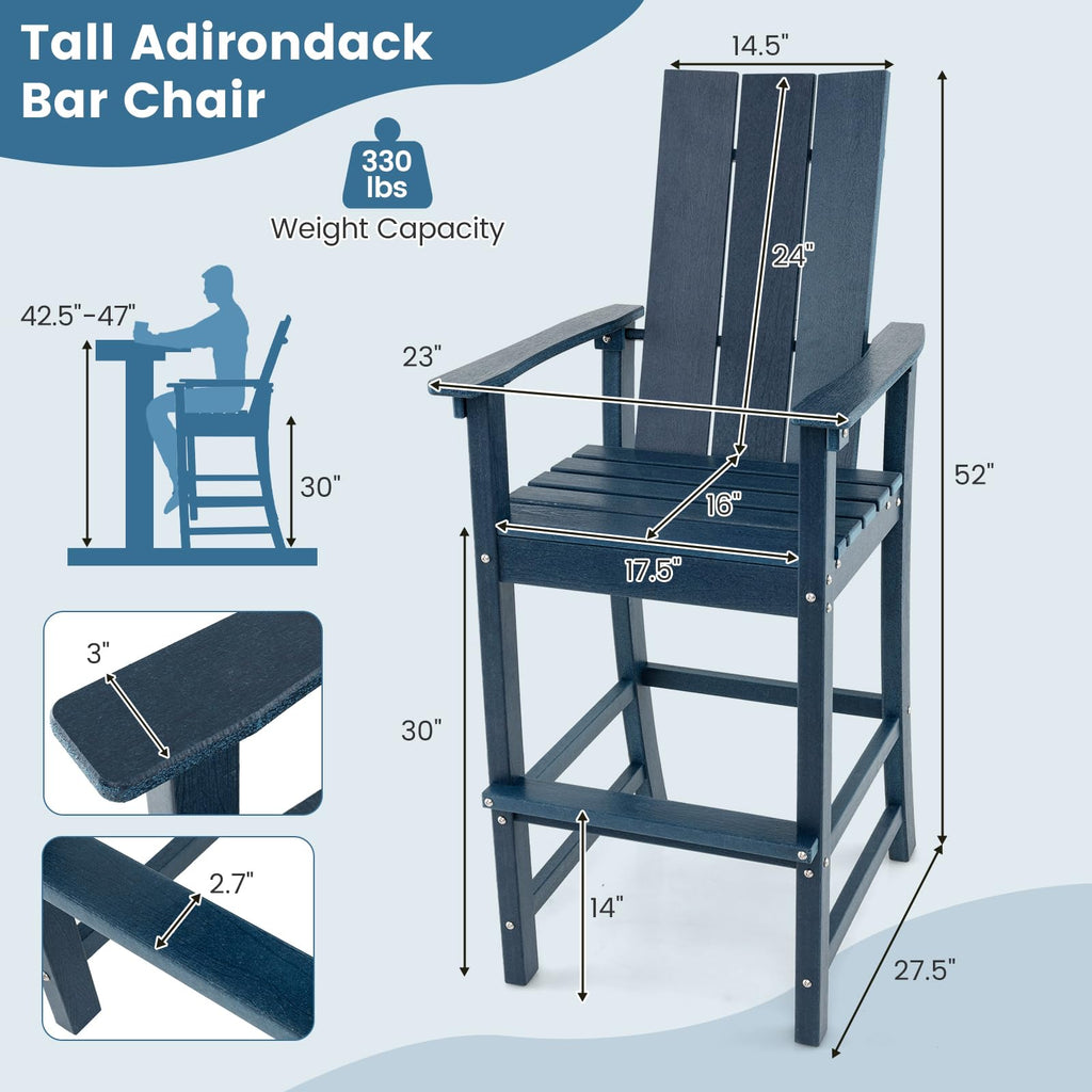 52” Tall HDPE Adirondack Chair Set of 4 Navy K84220