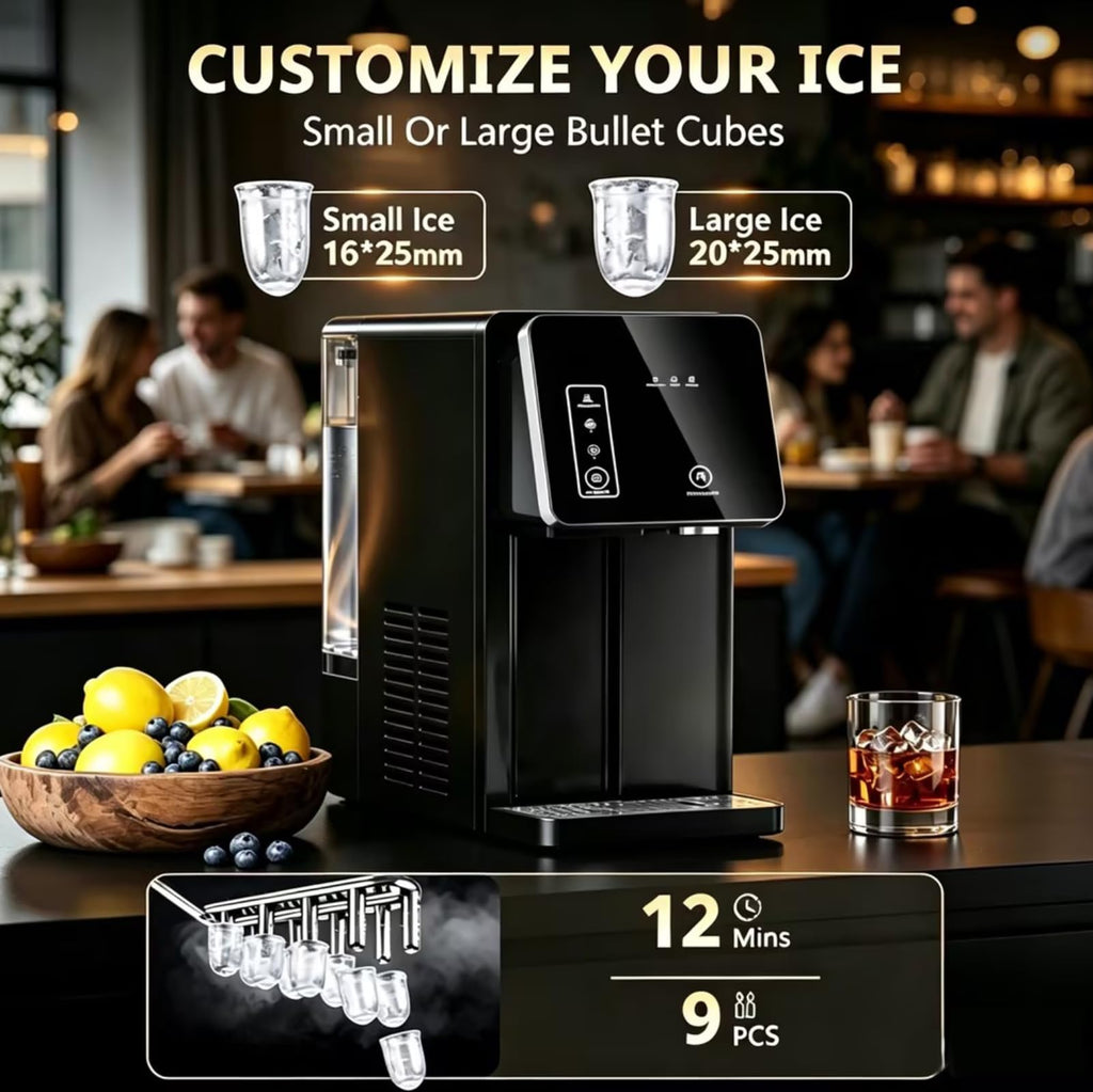 2-in-1 Countertop Ice Maker Machine with Water Dispenser, Black G4672