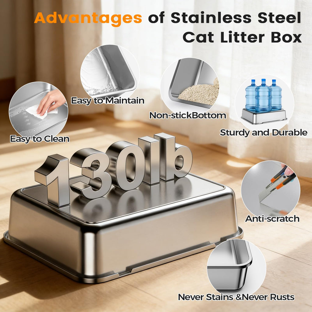 Stainless Steel Litter Box with Lid J7453
