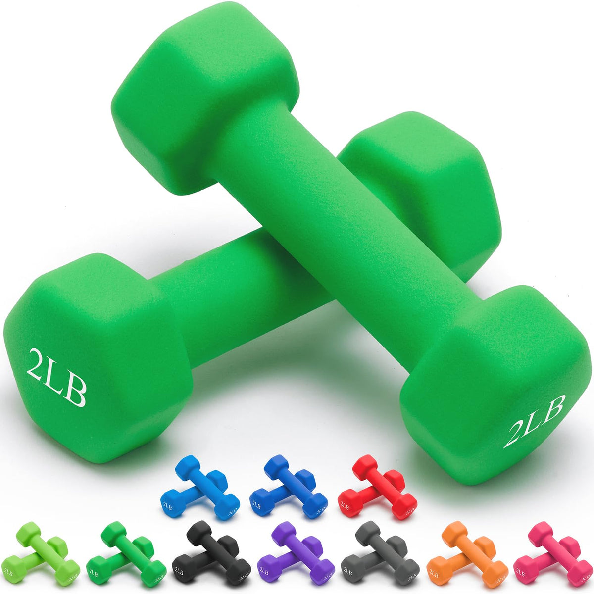 Set of 2 Rubber Hex Dumbbell Weight, 5-50 LB I72723