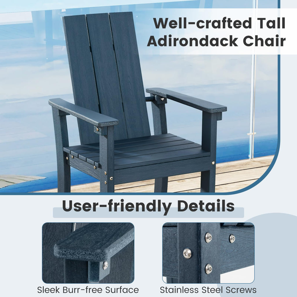 52” Tall HDPE Adirondack Chair Set of 4 Navy K84220