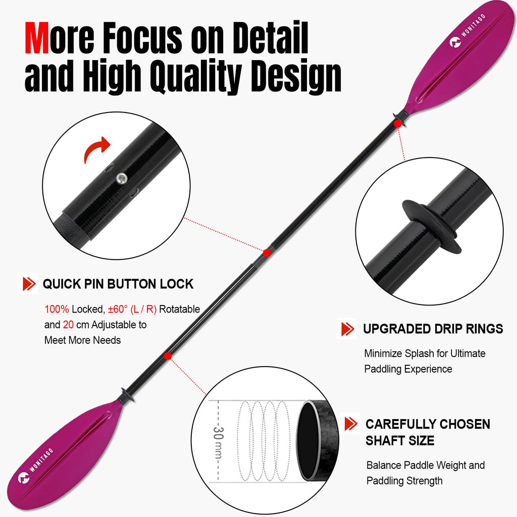 Adjustable Fiberglass Shaft PP Blade Kayak Paddle B333127