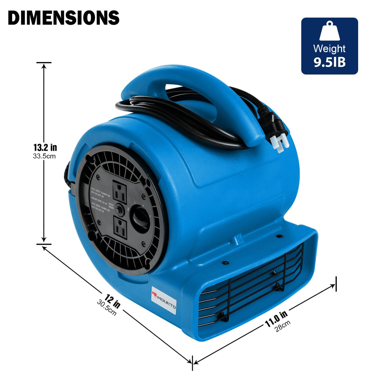 1/5hp 800cfm 3-Speed Air Mover Blower Fan with Dual Outlet F229