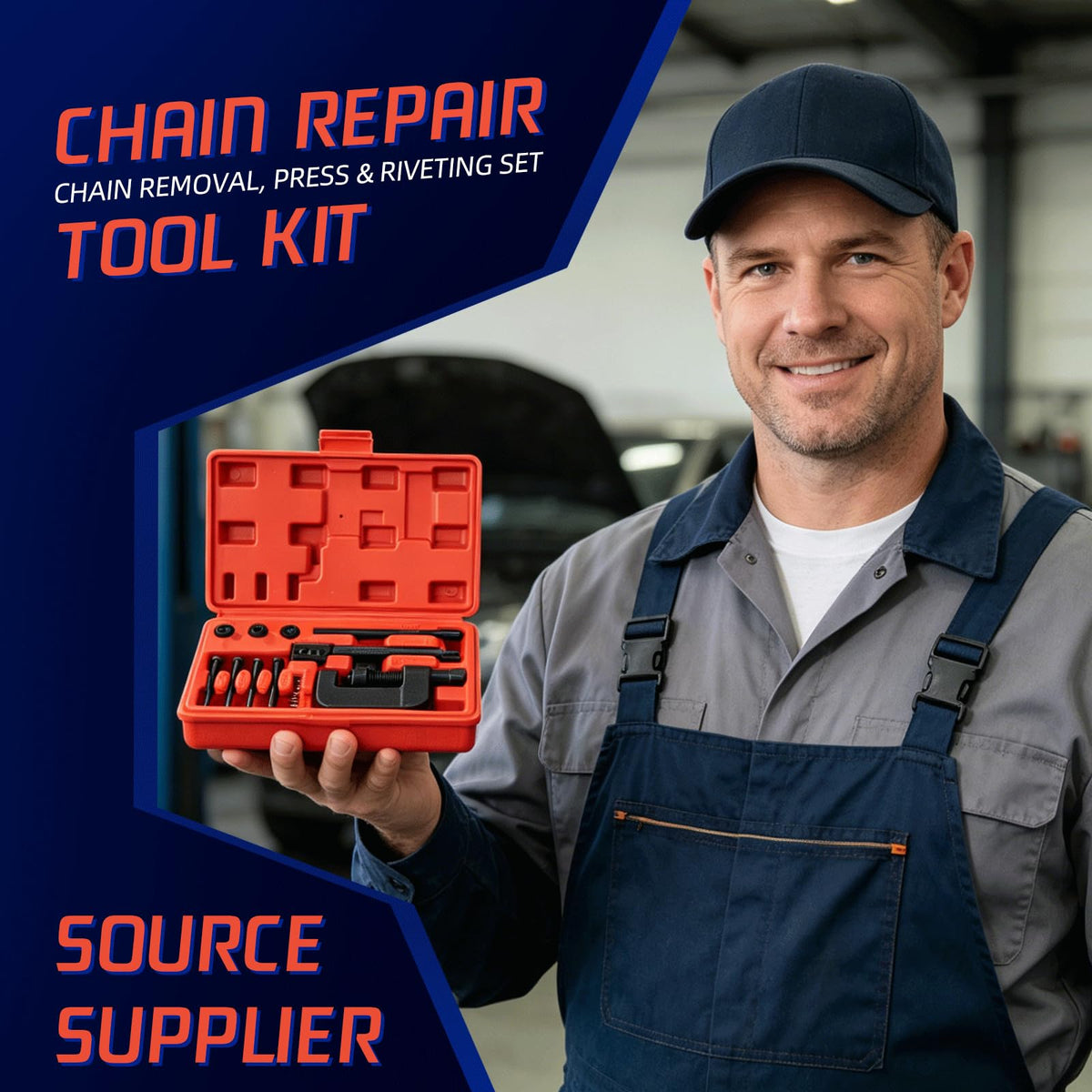 13PCS Motorcycle Chain Breaker Kit with Storage Case S7741
