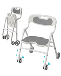 Foldable Rolling Shower Chair with Arms and Back P1037