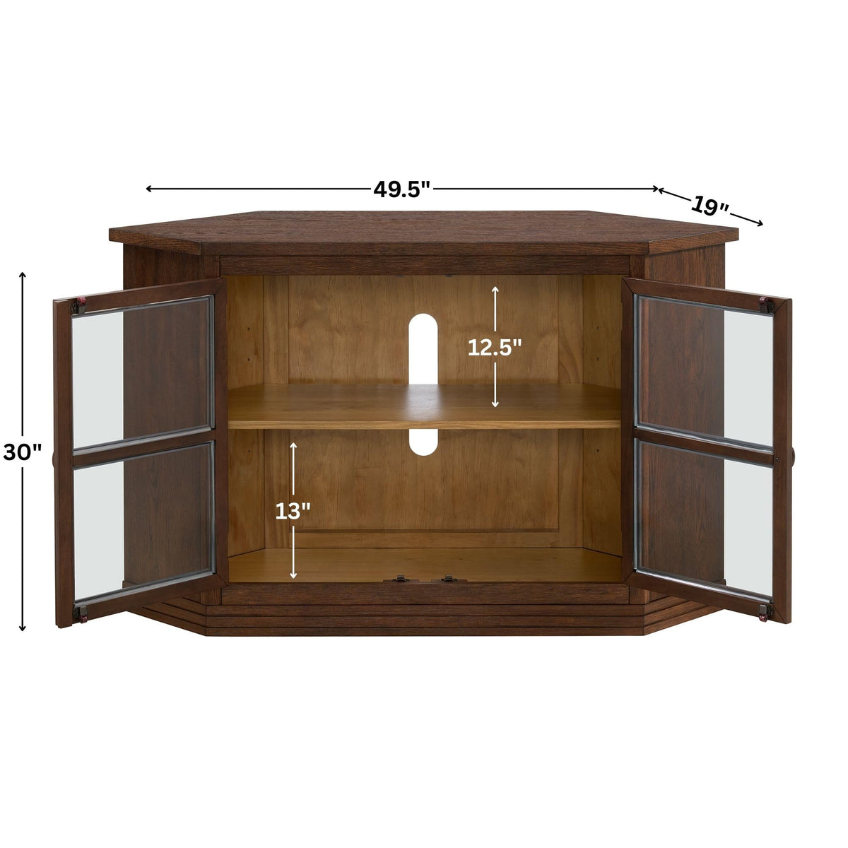 Cocoa Brown Wood and Glass Corner TV Stand Q4447