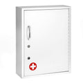 White Locking Metal Wall Mounted Medication Cabinet with Document Pocket I52358
