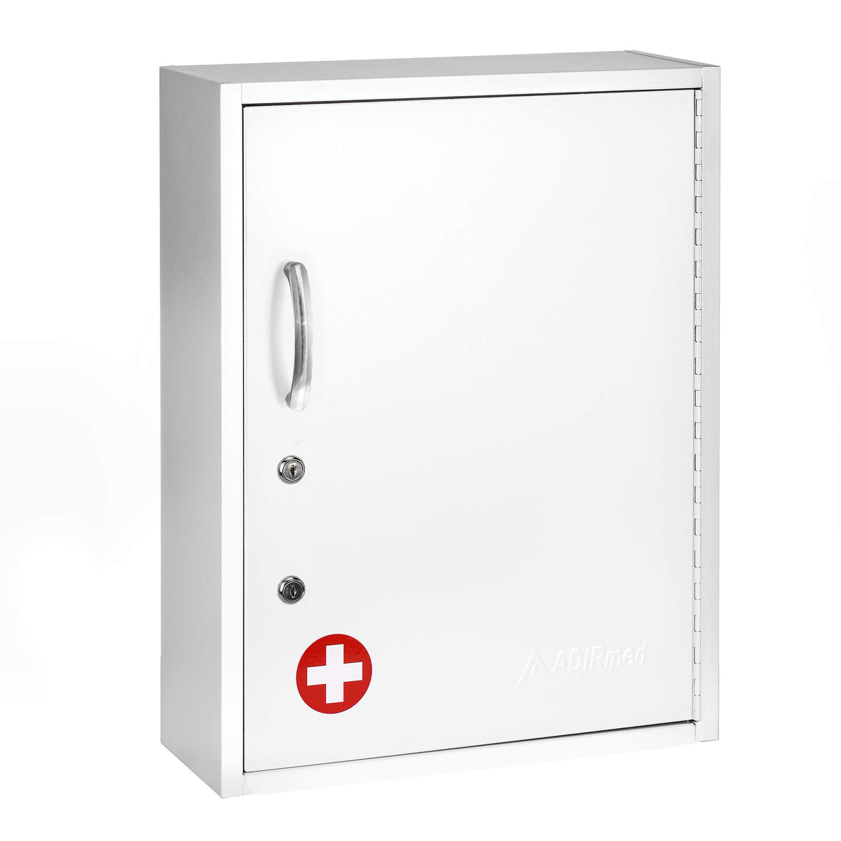 White Locking Metal Wall Mounted Medication Cabinet with Document Pocket I52358