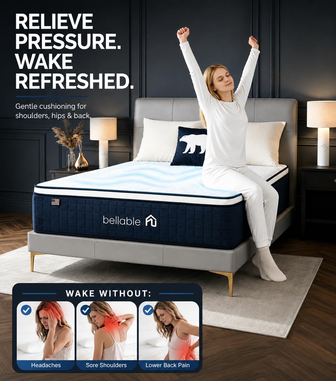 Full XL 14 Inch Cooling Gel Memory Foam Pocket Spring Mattress T7703