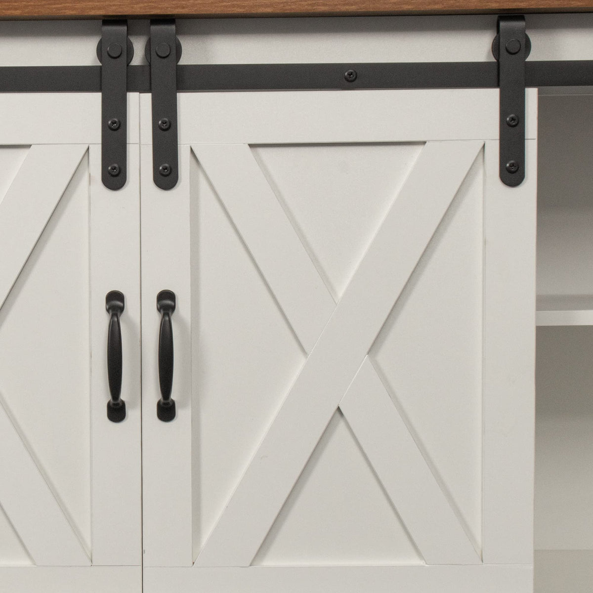 Sliding Barn Door Wood TV Stand with Adjustable Shelves U948
