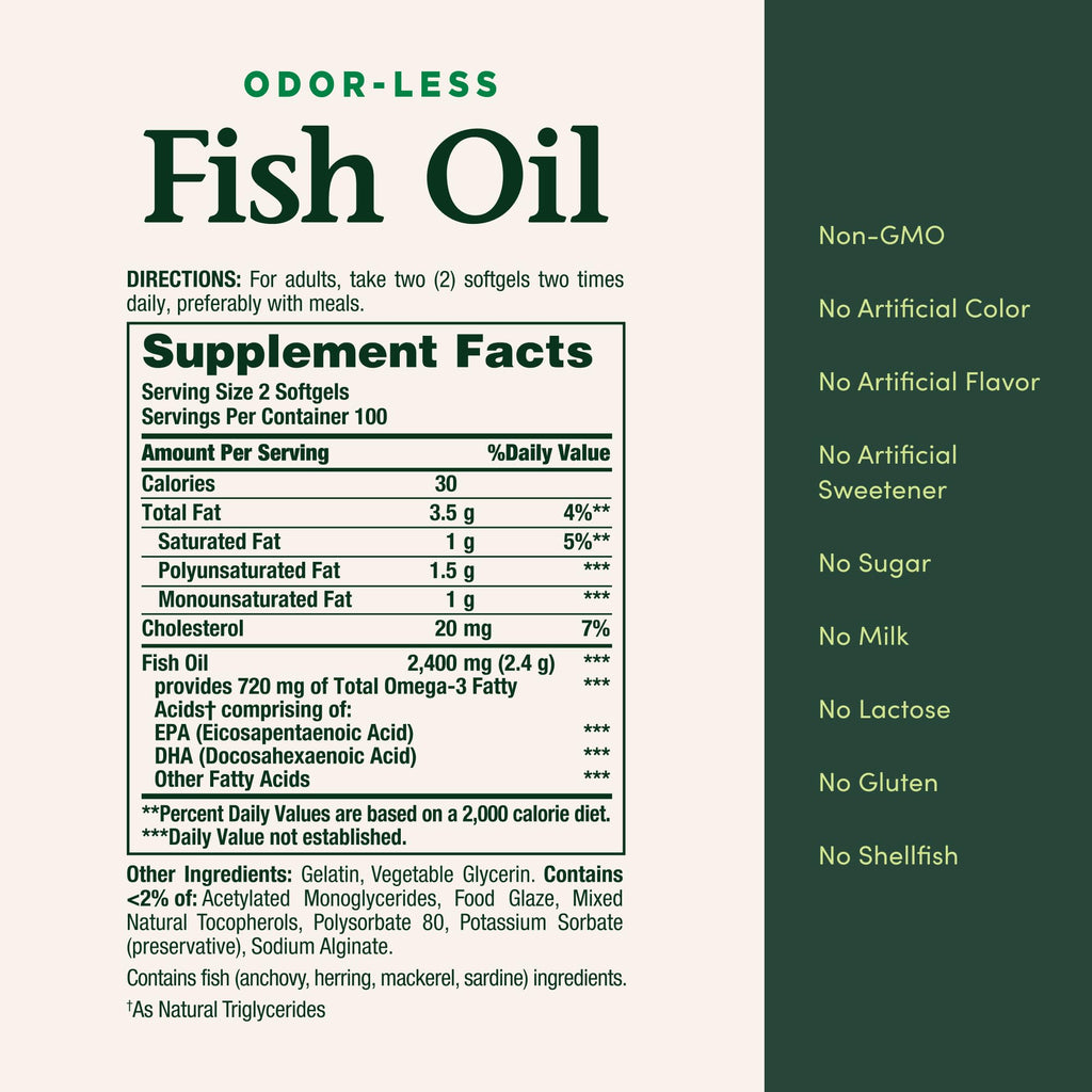 Fish Oil 1200mg 200 Softgels Pack of 2 E907