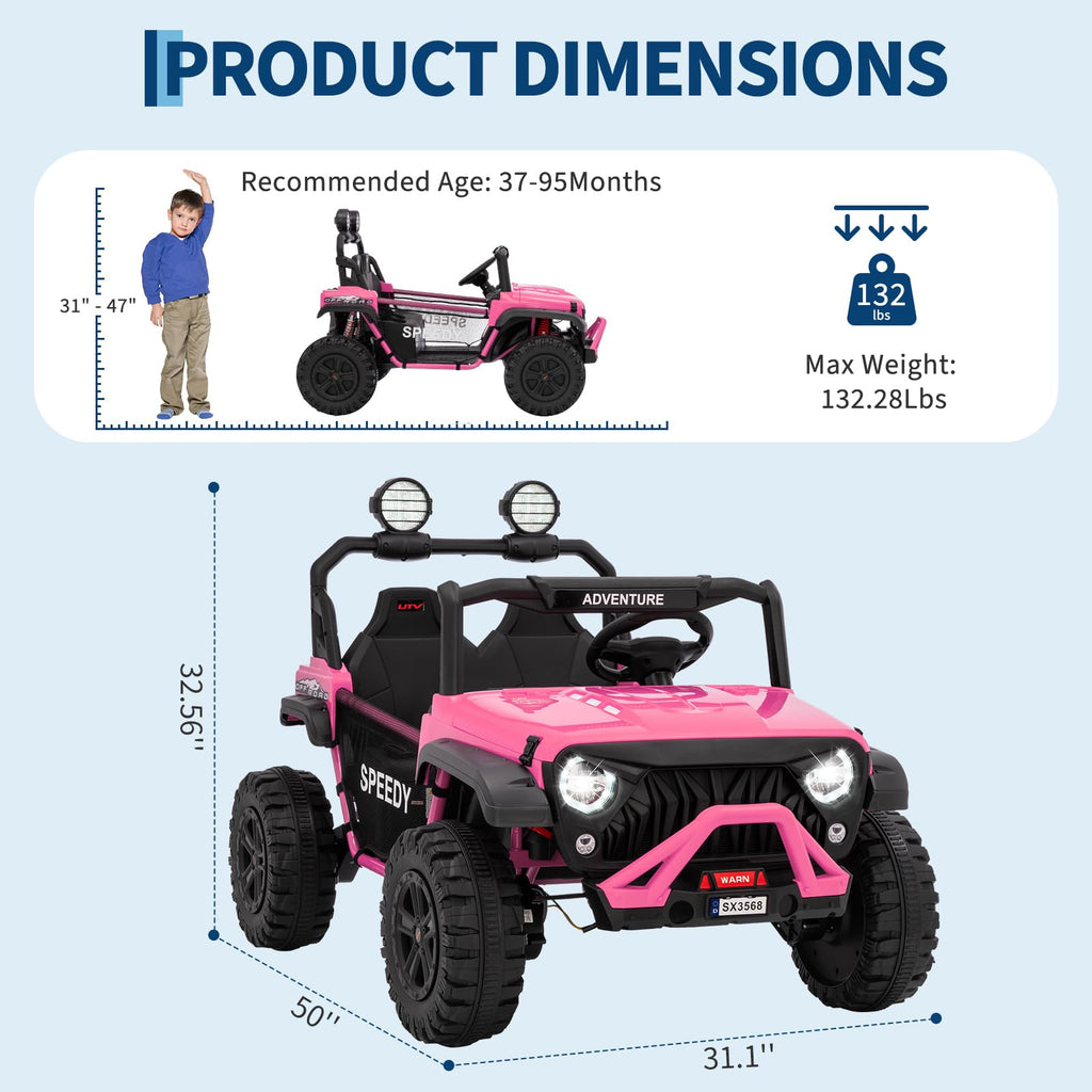24V 4WD 2 Seater Ride on Car with Remote Control, Pink V831528