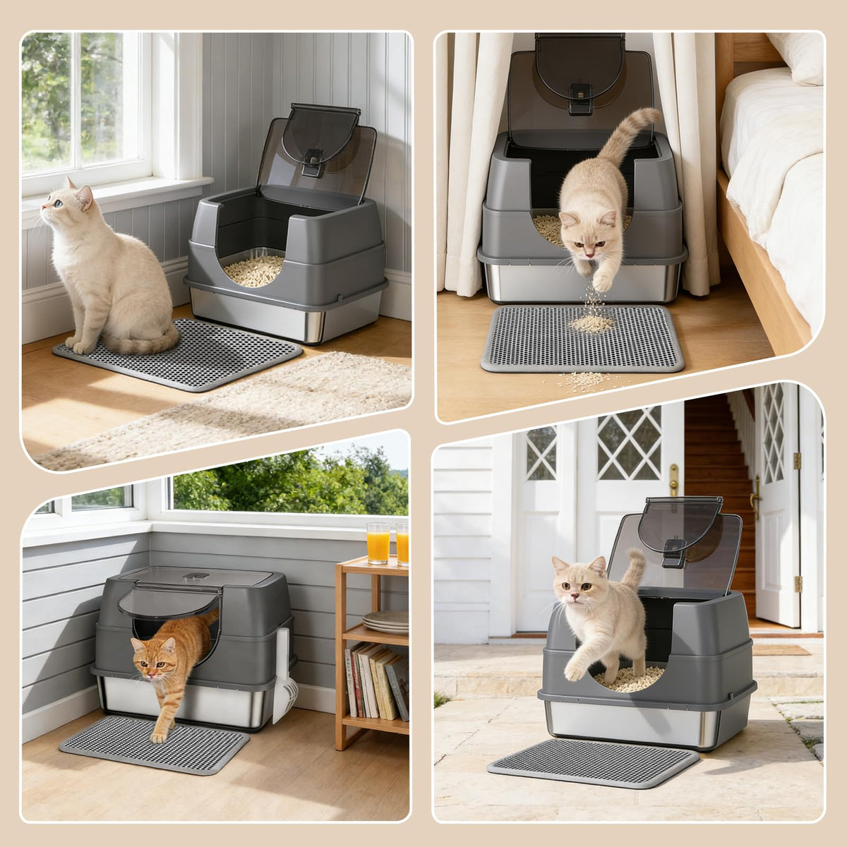 Stainless Steel Litter Box with Lid J7453