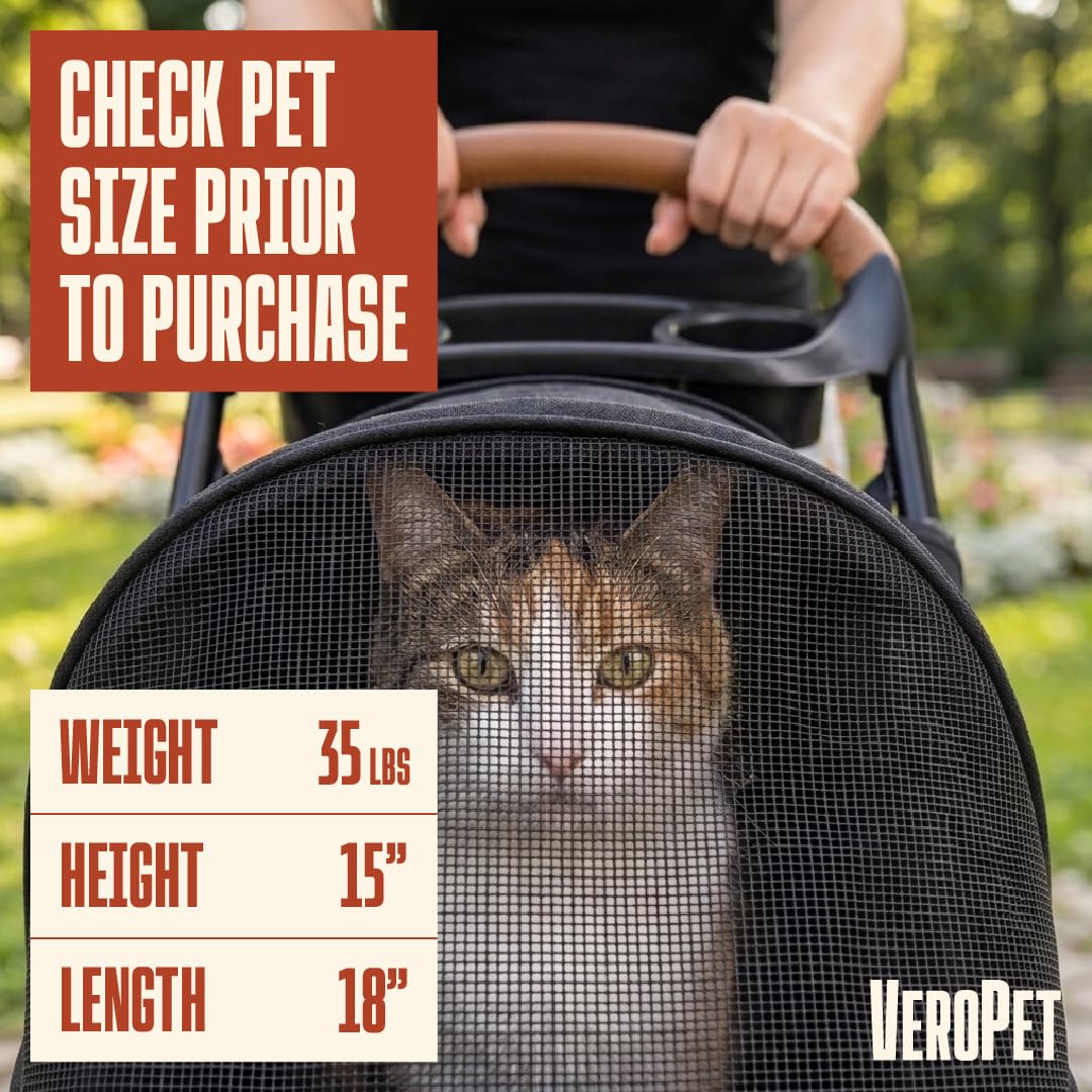 Foldable Pet Stroller with Mesh, Storage Basket & Cup Holder W68188