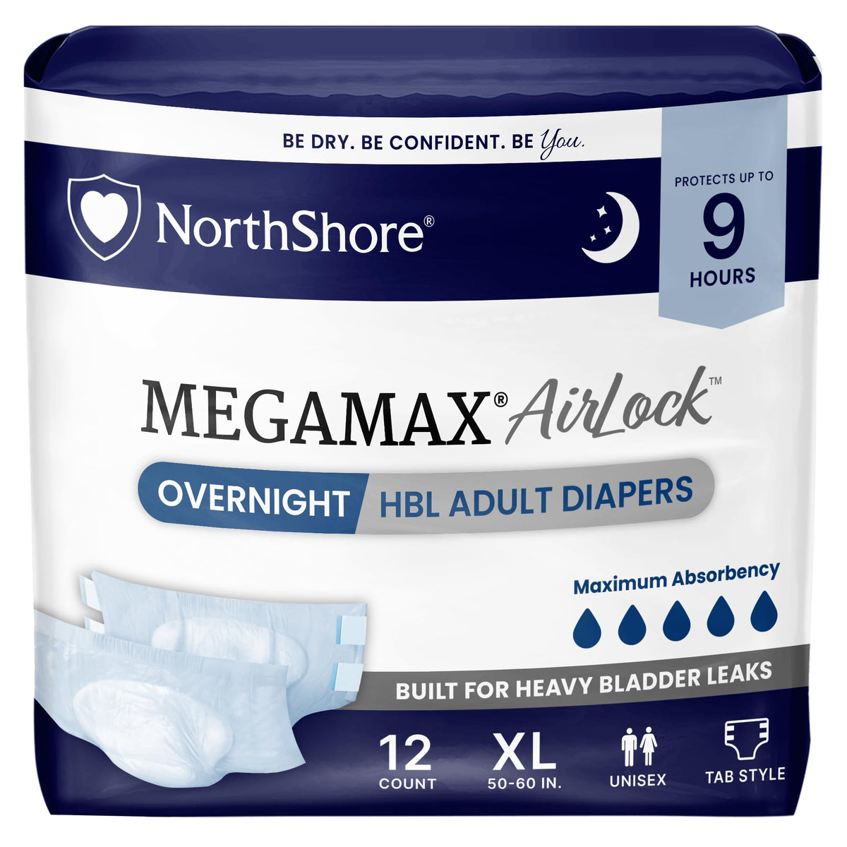 White XL Adult Diapers with Tabs 12 Count R4760