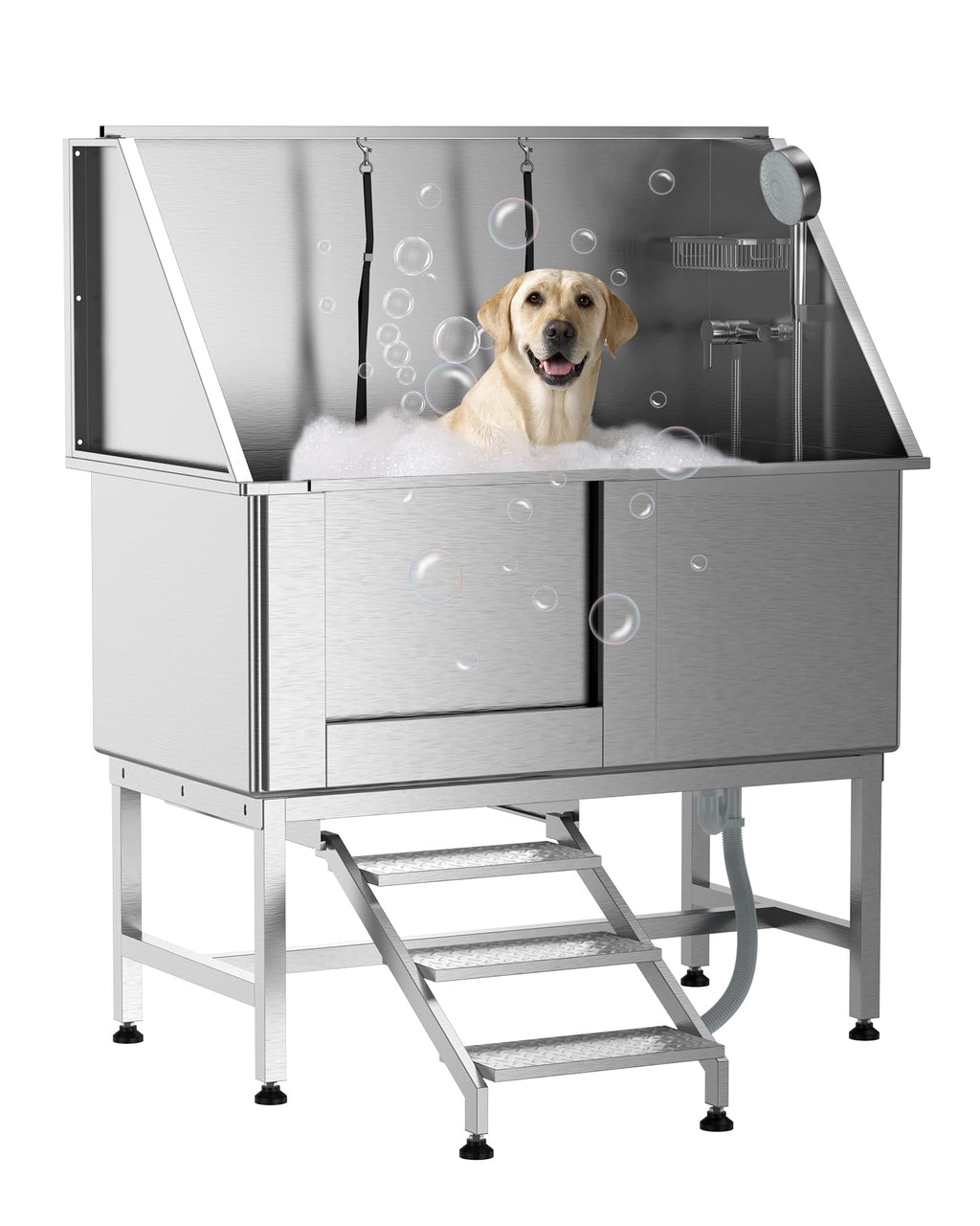 Stainless Steel Dog Grooming Bathtub with Removable Ramp Q627605