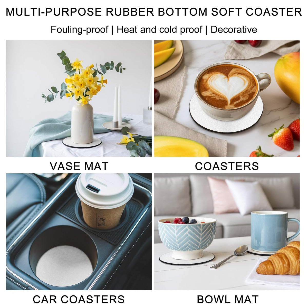 Black Grey Absorbent Coasters Set of 4 B686371
