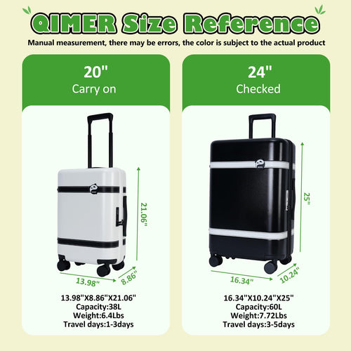 20-inch White PC Hardshell Carry-On Luggage with Spinner Wheels D5672