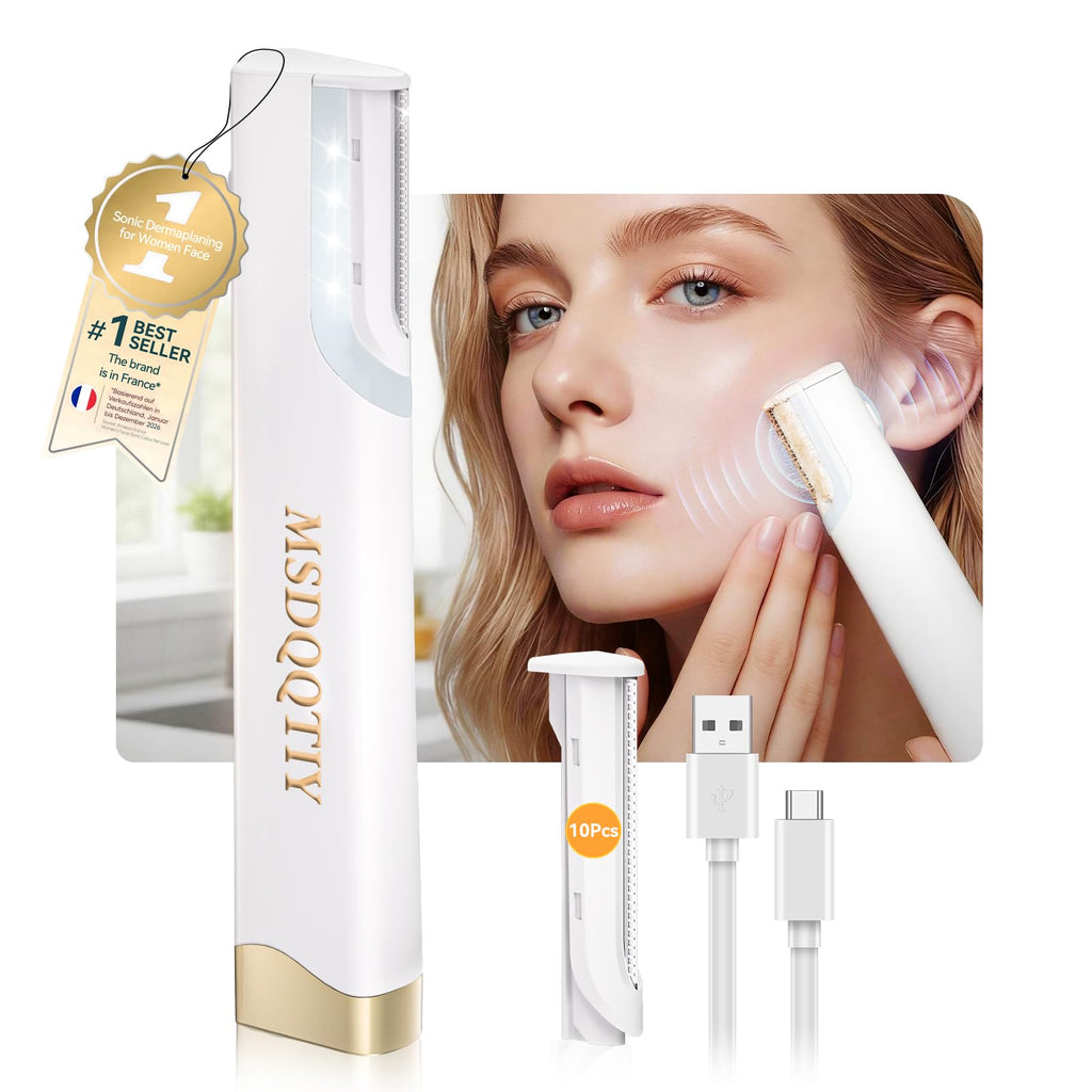 Rechargeable Dermaplaning Razor for Women Face with 10 Replacement Blades R367