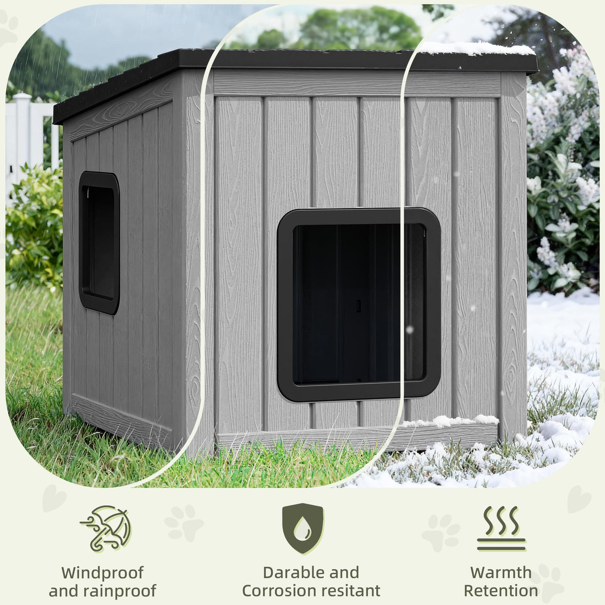 Weatherproof Outdoor Cat House with Air Holes M689