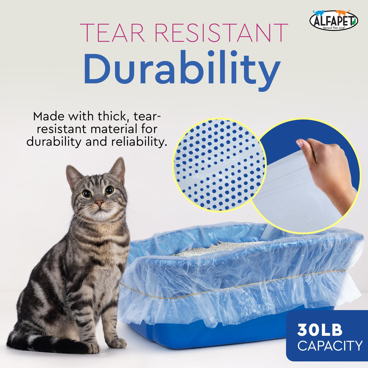 Extra Giant 60 Count Tear-Resistant Waterproof Cat Litter Box Liners Q31003
