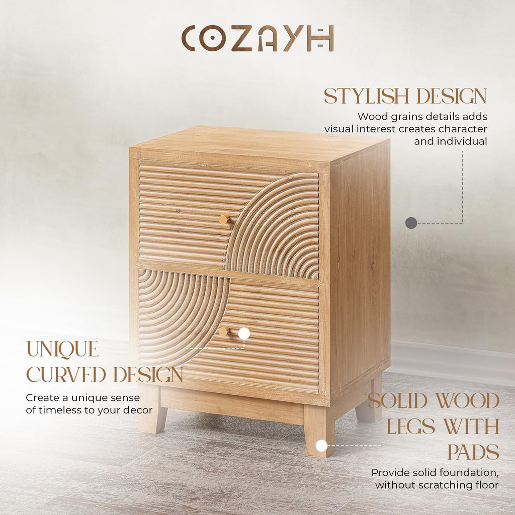 2 Drawer Wood Nightstand H8547