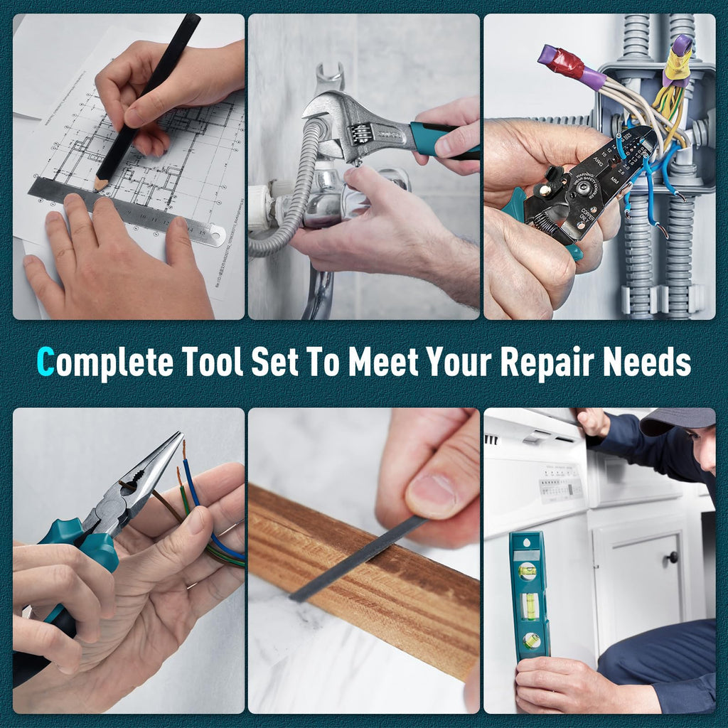 379 Pcs Portable Home and Auto Tool Kit with Drawer Blue Z842371