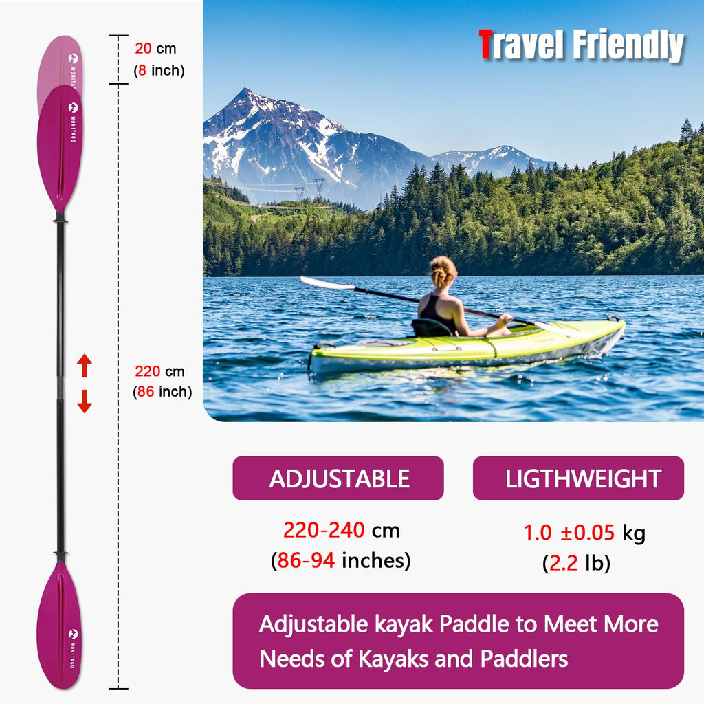 Adjustable Fiberglass Shaft PP Blade Kayak Paddle B333127