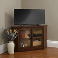 Cocoa Brown Wood and Glass Corner TV Stand Q4447